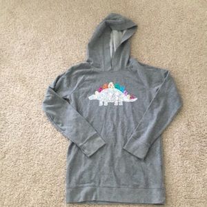Extra long sequin dinosaur hoodie